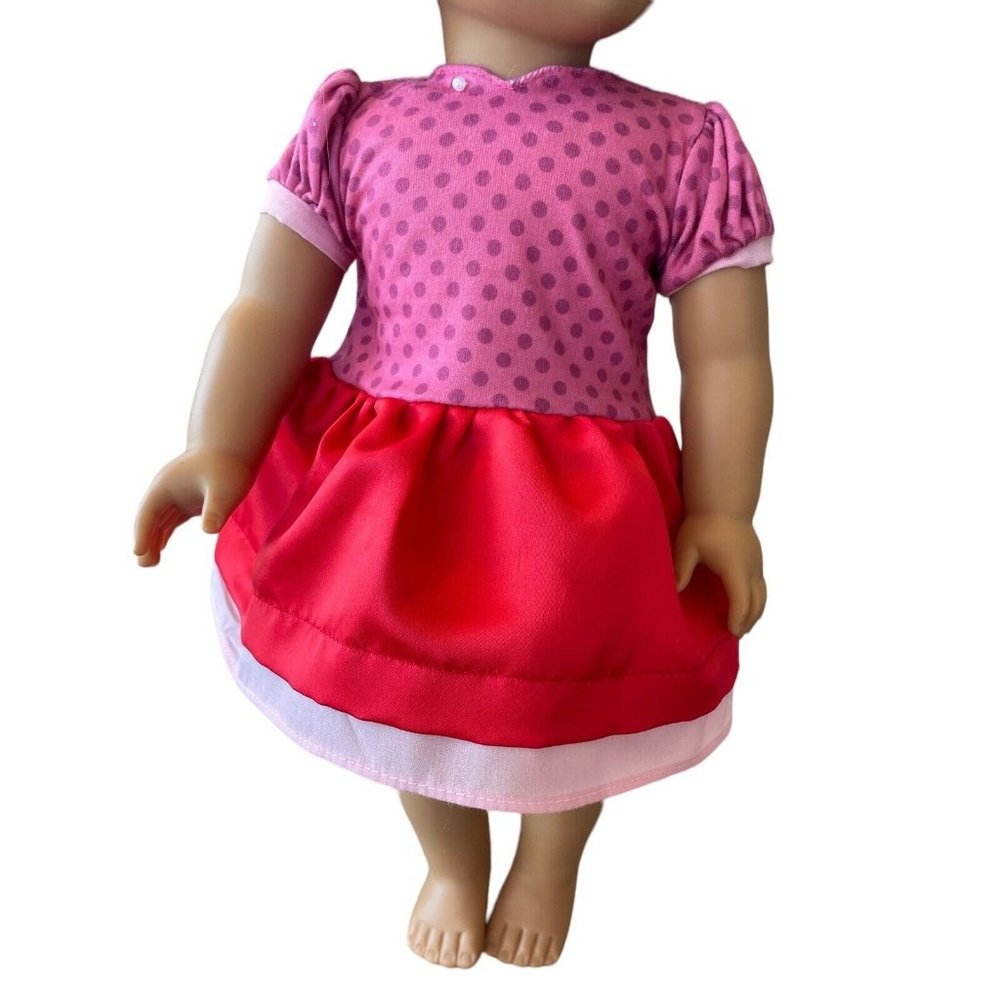 Doll Clothes Accessory Red Dress With Polka Dots Fits 18” American Girl Dolls